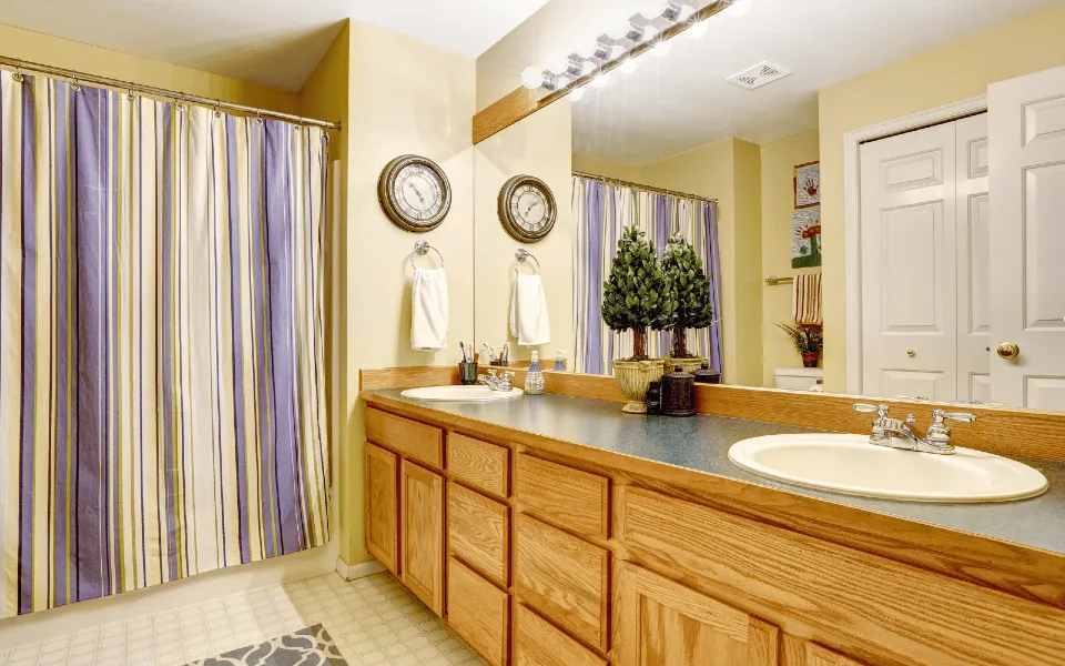 wood jack and jill bathroom vanity