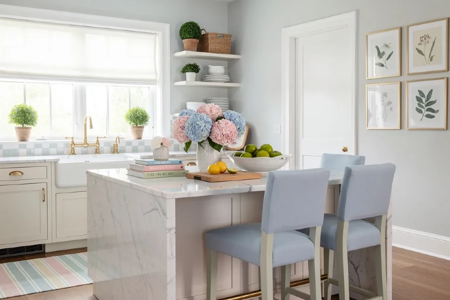 a beautifully designed preppy kitchen