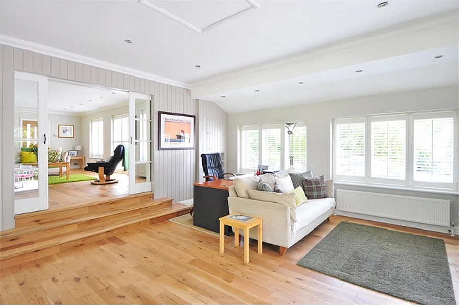a clean house interior with hardwood floor