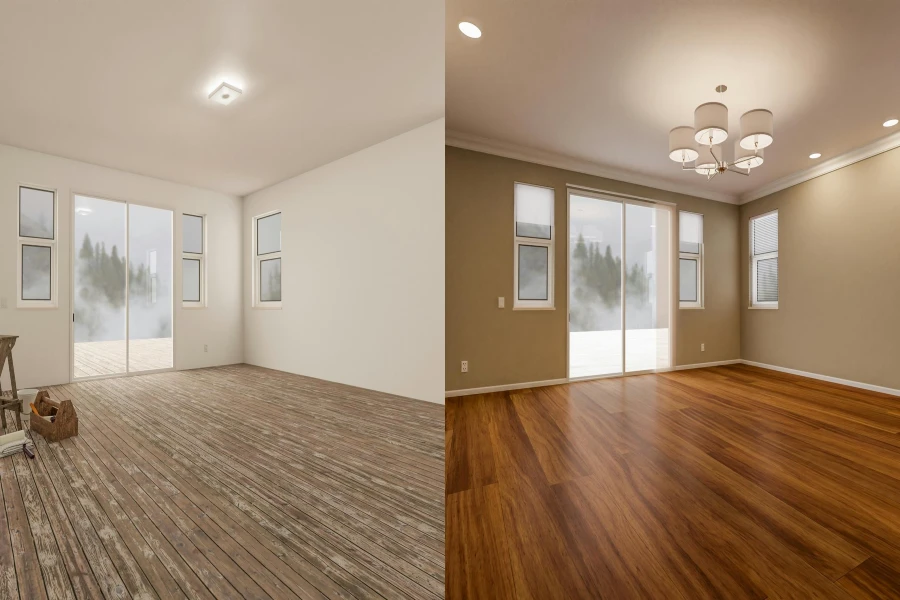 before and after hardwood installation