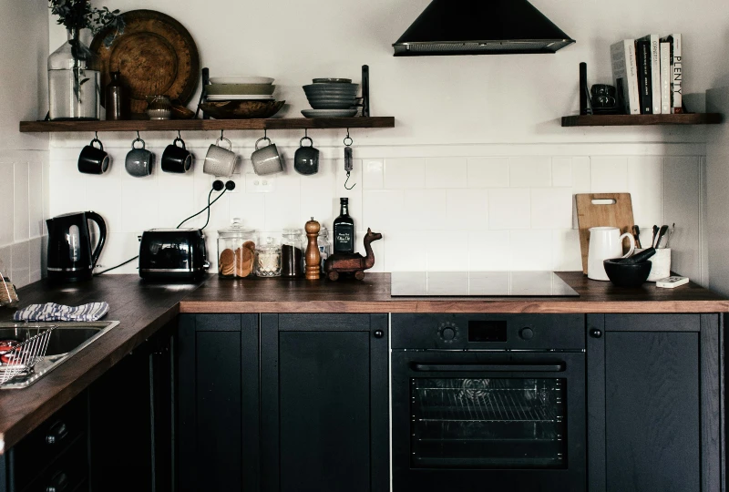 dark Butcher Block Kitchen Countertop