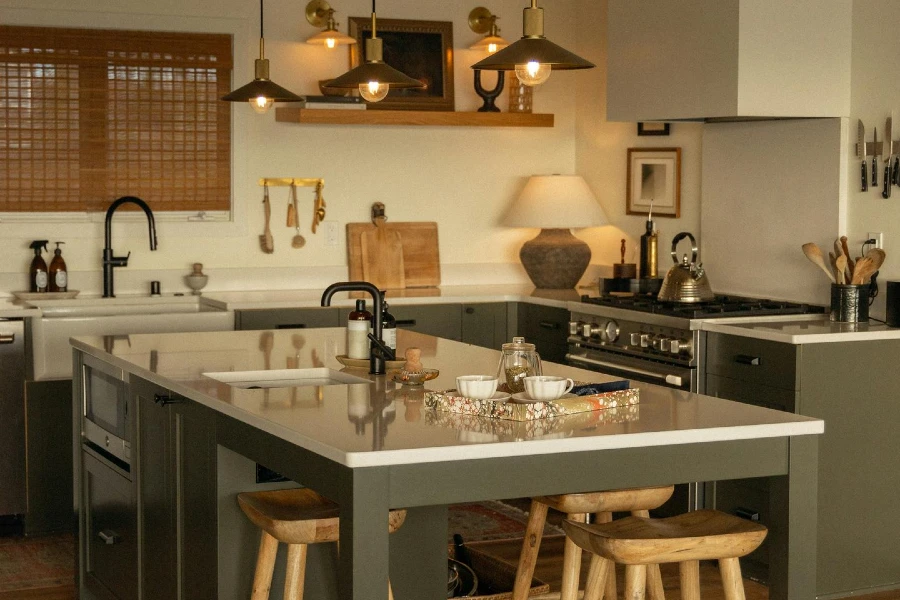 dimly lit modern kitchen