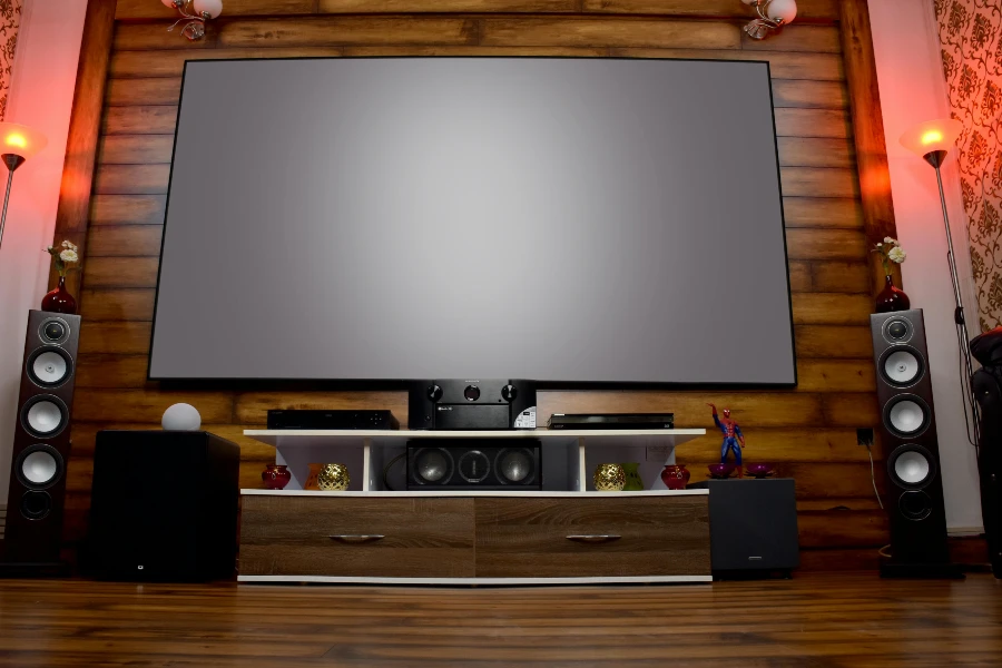 home theater projection screen and sound equipment