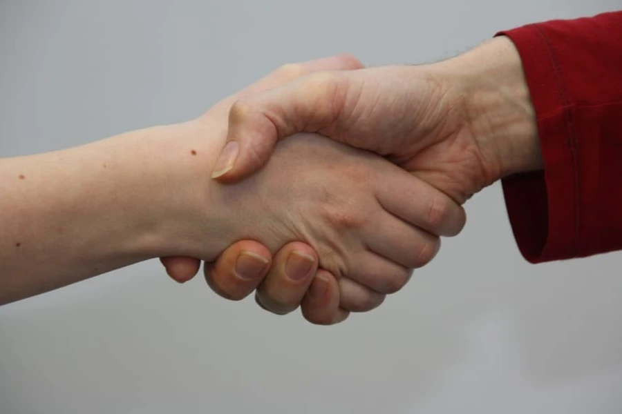 two people shaking hands
