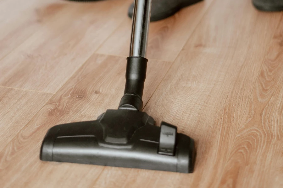 vacuuming floor