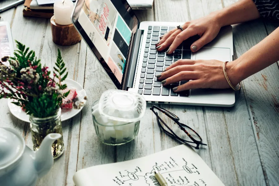 woman working on laptop