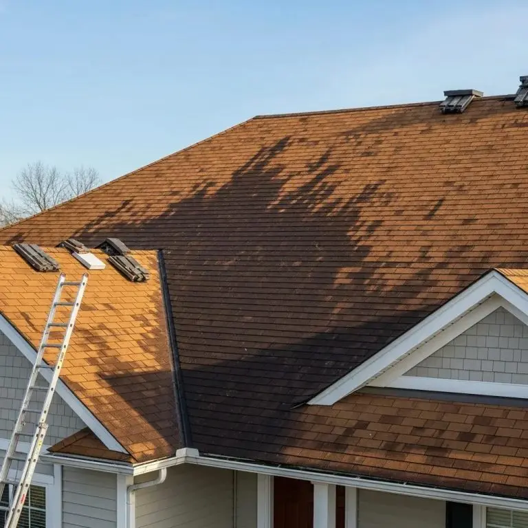 Residential roof with visible damage indicating the need for emergency repair