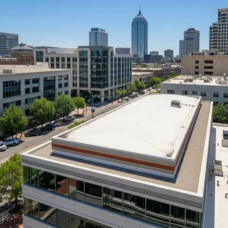 Built up roofing system on a commercial building in Fort Worth showcasing durability and waterproofing features