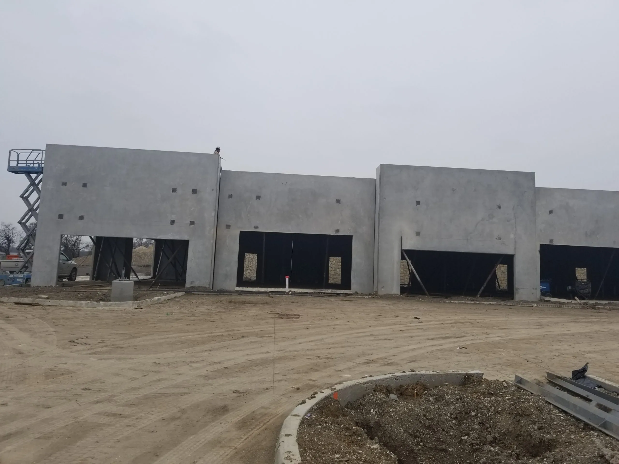 Commercial shell construction concrete wall tilt up and framing prep