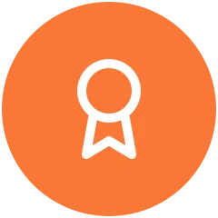 Award ribbon icon, five-year labor warranty
