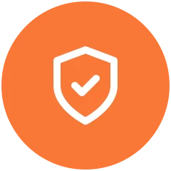 Shield with checkmark icon, insured in-house crews