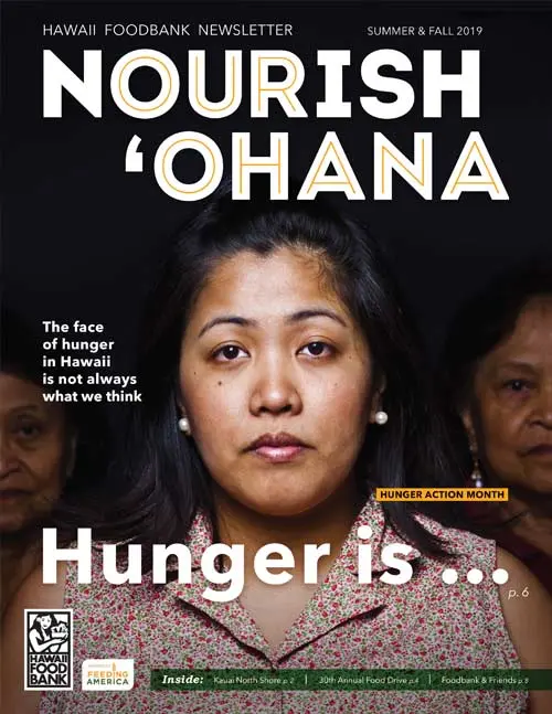 Hawai‘i Foodbank Nourish ‘Ohana Spring 2025 newsletter cover highlighting community partnerships