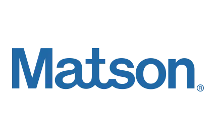 Matson shipping company logo, blue wordmark