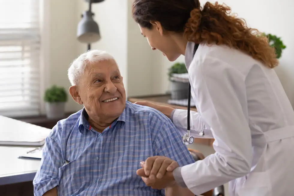 A Healthcare Professional Comforting the Patient in Aurora Home Health Care