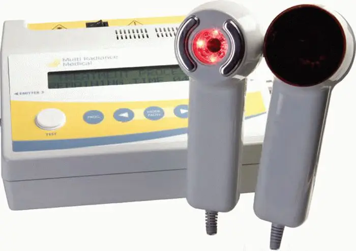 Medical laser therapy device with handheld applicators.