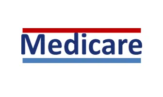 Medicare logo with red and blue stripes.