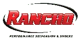 Red "RANCHO" logo with black swoosh, and the text "Performance Suspension & Shocks" below in black.