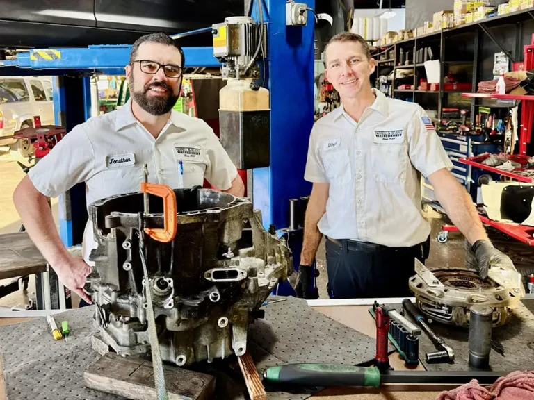 ASE-certified technicians performing transmission repair at Harrell & Beverly Transmissions & Auto Repair in Sanford, Florida.
