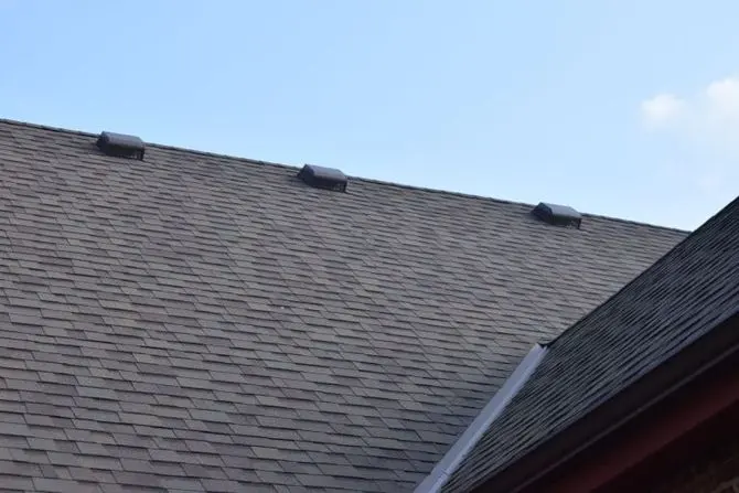 Asphalt shingle roof with a steep pitch