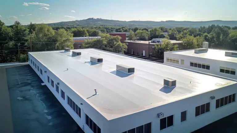 Seamless white PVC commercial flat roof