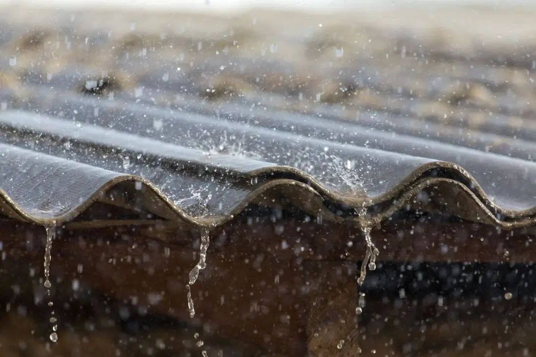 storm rain on the roof of the house