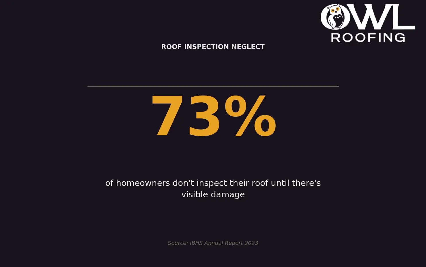 Roof Inspection Neglect — The importance of regular roof inspections to prevent damage for Twin Cities homeowners. Keywords: shingles vs tiles, roof shingles vs roof tiles, asphalt vs tile roof, tile roofing cost, shingle roofing comparison. Owl Roofing Shoreview, MN roofing contractor infographic. Source: IBHS Annual Report 2023