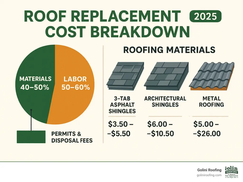 Roof replacement cost materials, financing breakdown
