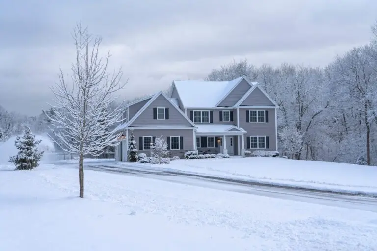 house in after snow storm in winter