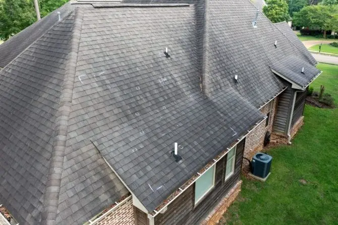 Roof with hail damage