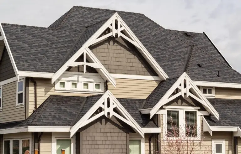 Roofing Minneapolis The roof of the house with details of exterior. Street view, nobody.