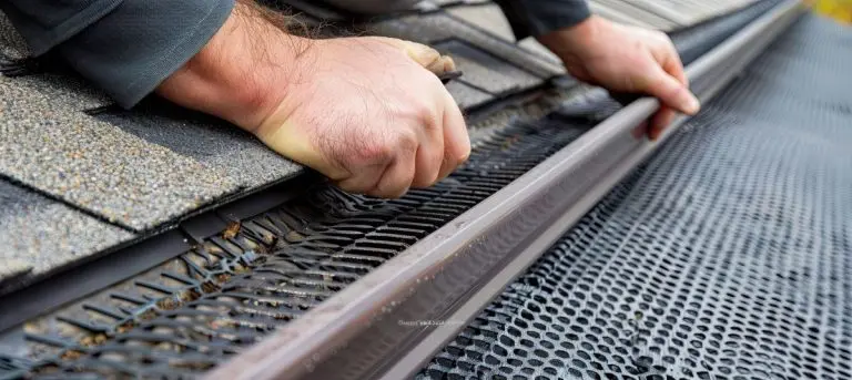 hands installing a gutter guard