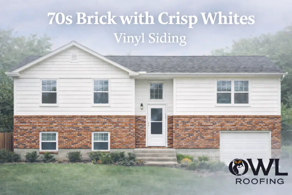brick and siding combination number one, 70's brick with some clean white vinyl siding