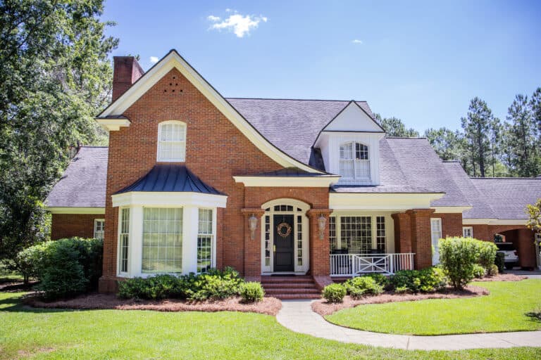 Roofing Mounds View Large Red Brick Traditional Colonial Home House on a large Woode