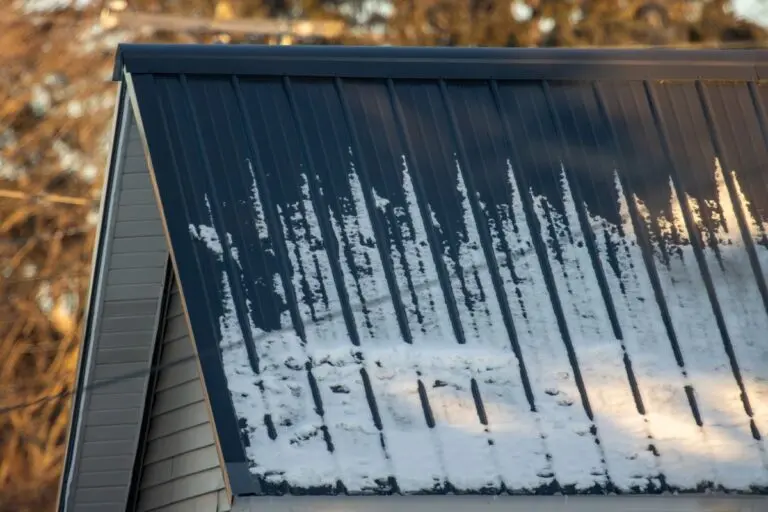 A metal roof with snow in winter