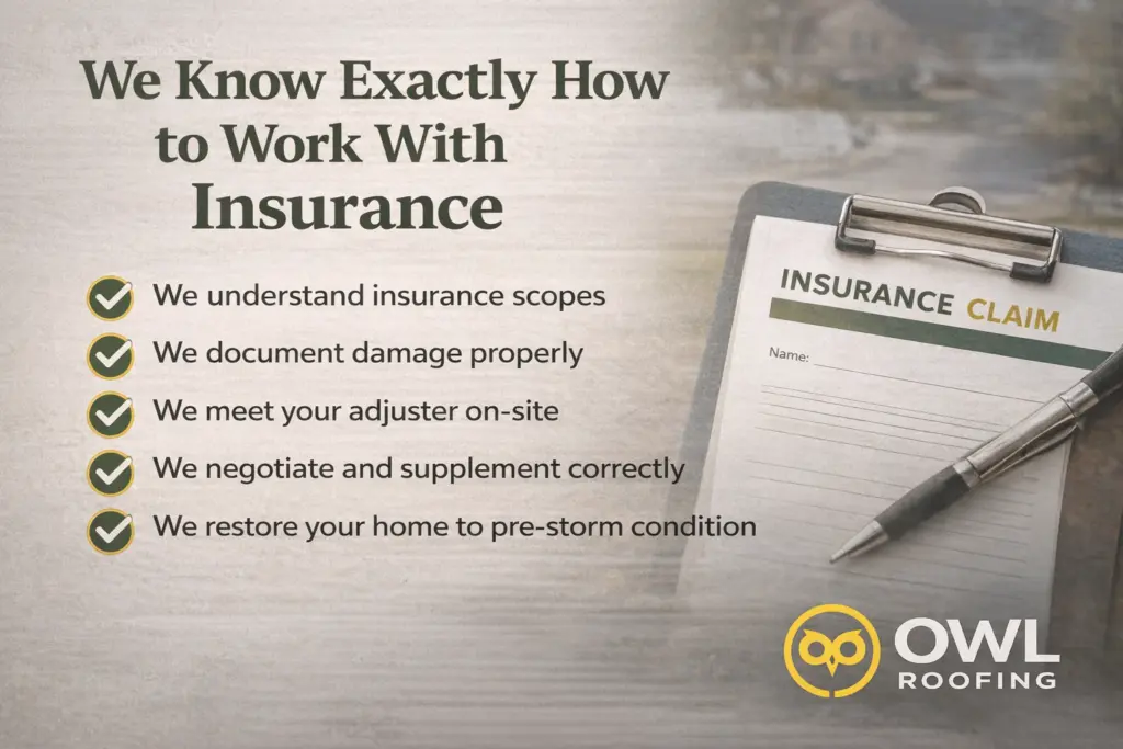 owl roofing as a hail damage roofing contractors knows exactly how to work with your insurance