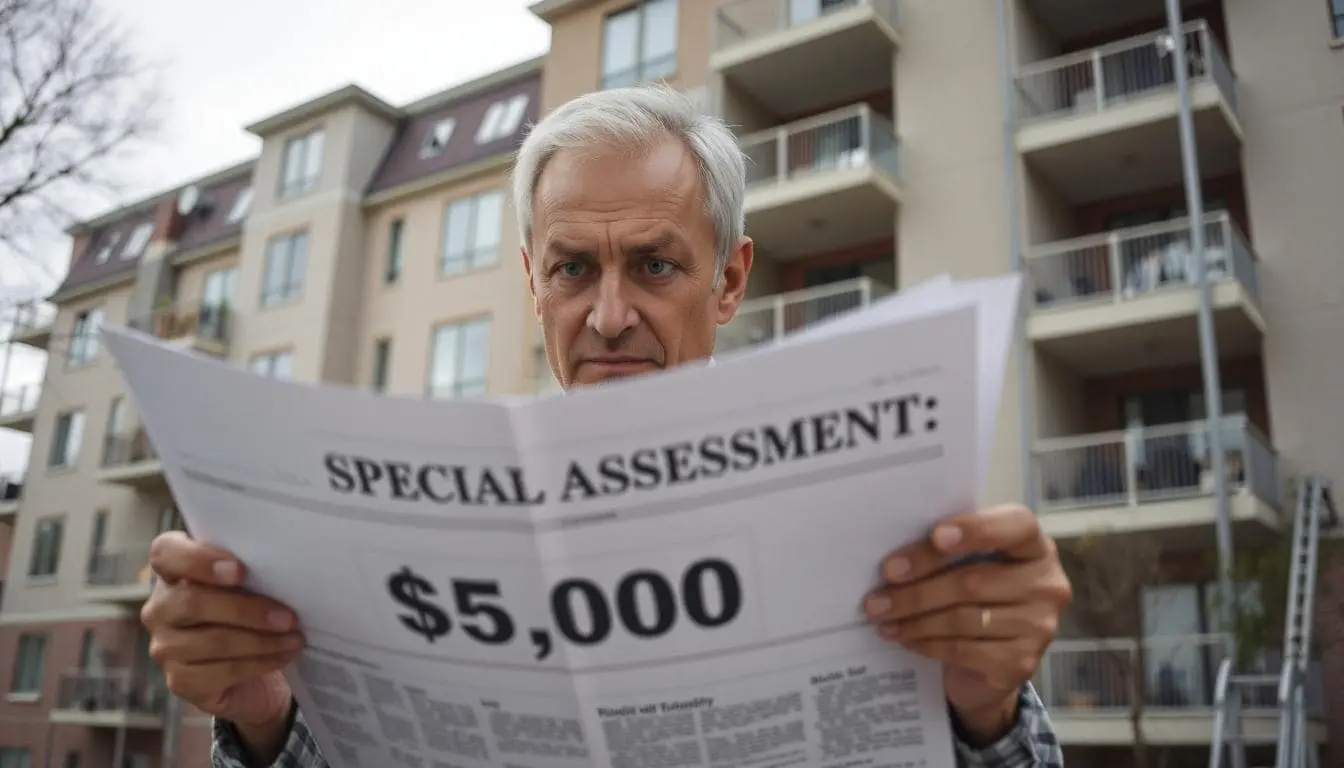 A man finding out about a special assessment at his condo.