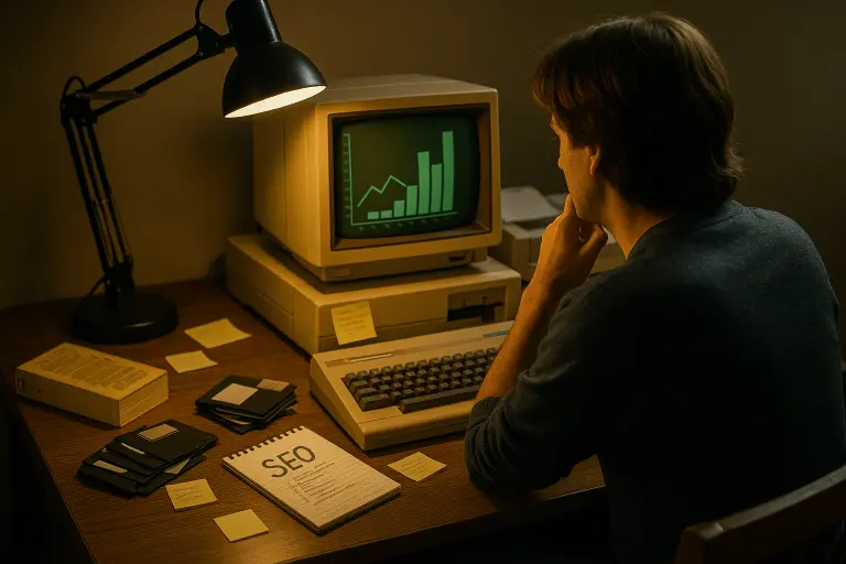 Someone trying to do SEO on a computer from the 1990s.