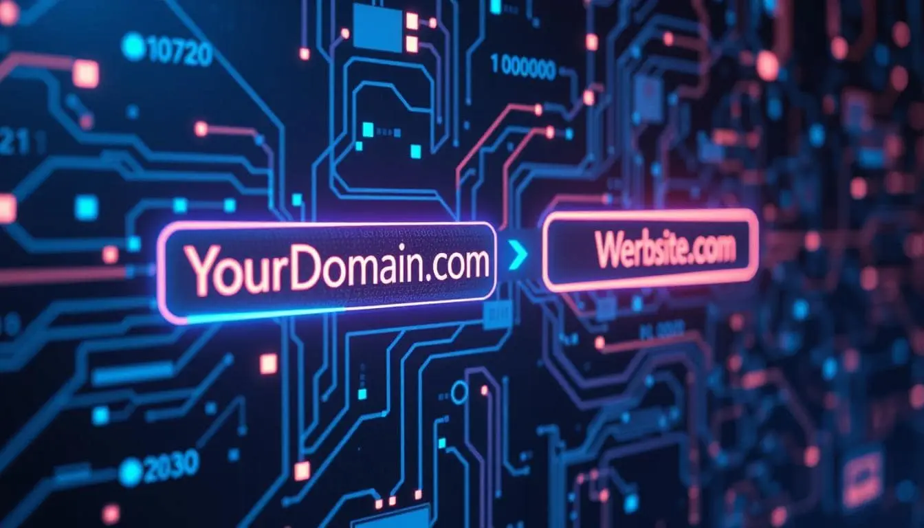 A domain name being redirected to a website