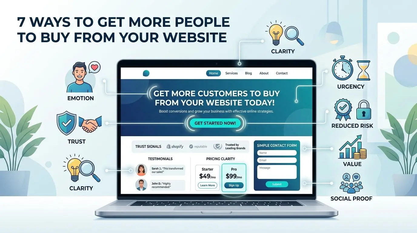 Learn 7 simple ways to make your website more persuasive by reducing doubt, showing value clearly, and helping more visitors feel ready to buy.