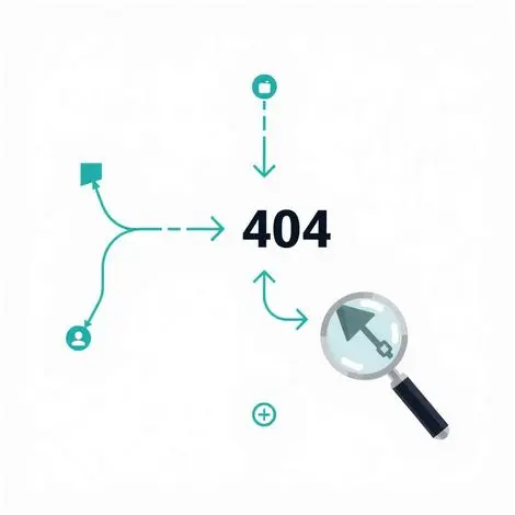 Illustration of finding a 404 error with a magnifying glass