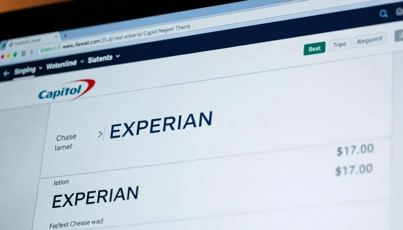 A charge from Experian showing up on an online bank statement on a computer screen