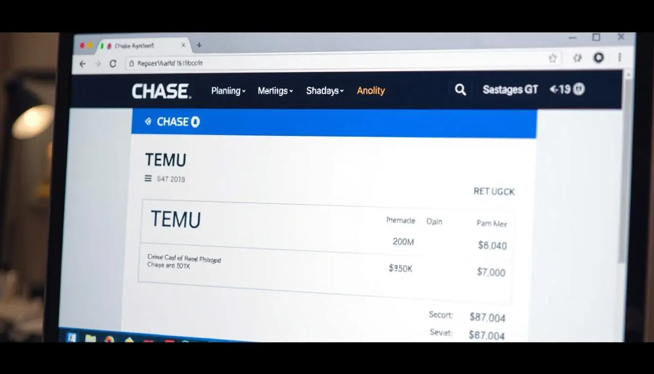 A depiction of a charge from TEMU on someone's online bank statement from Chase bank