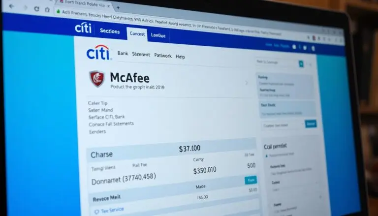 A suspicious charge from McAfee on an online Citi bank statement