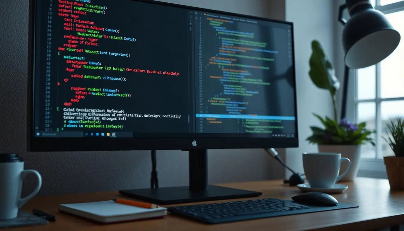 Some code being worked on, as seen on a computer monitor.