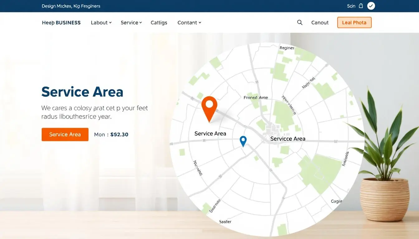 A service area map on a website.