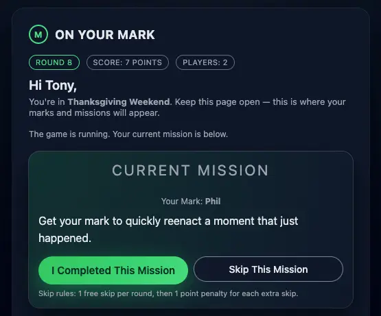 A screenshot of On Your Mark
