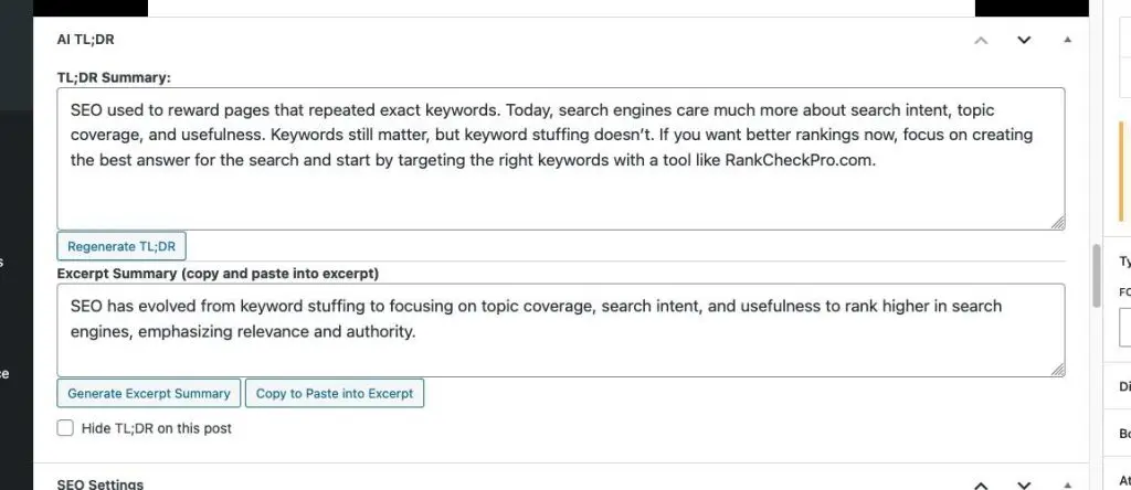 TL;DR plugin screen shot.