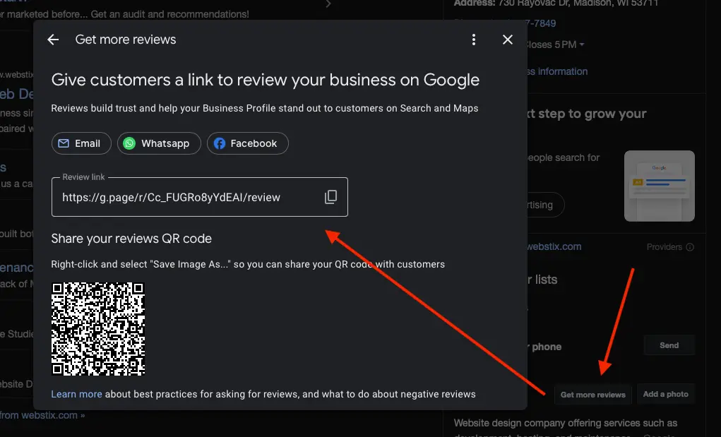 Google - get a review, with QR code