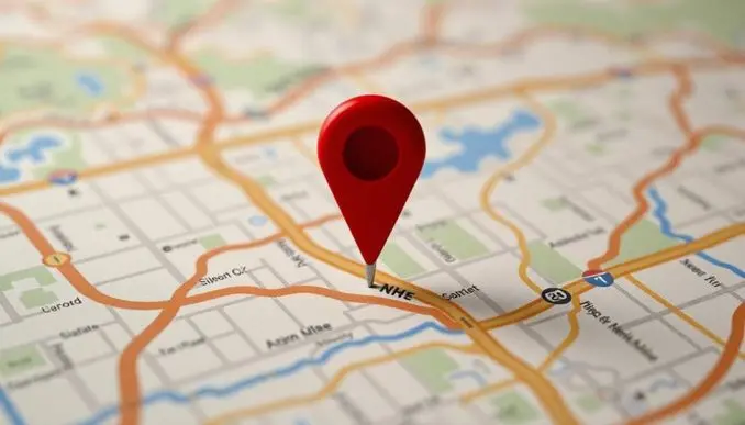A pin like you would find in a map app.