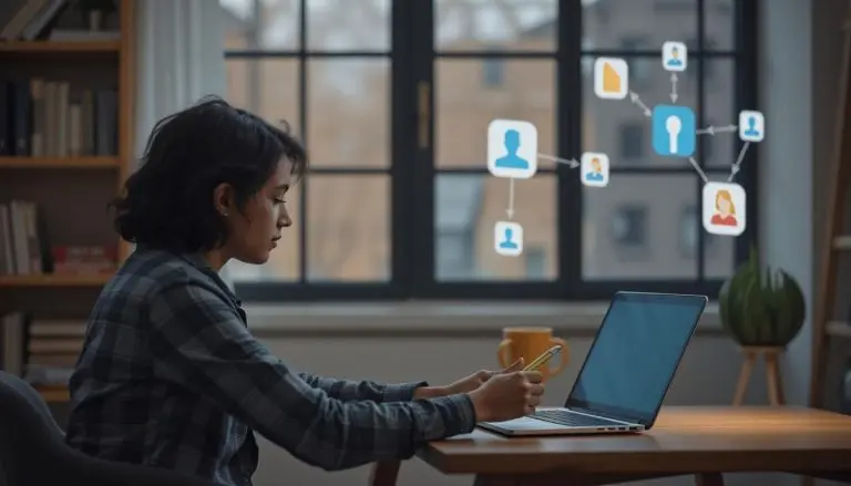 A depiction of guest blogging on another website - a woman working on her computer